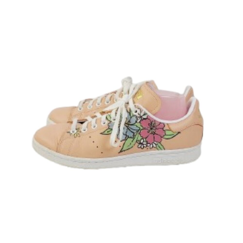 Adidas Women's Amber Blush Floral Cloud White Stan Smith Lace-Up Sneakers Sz 9.5